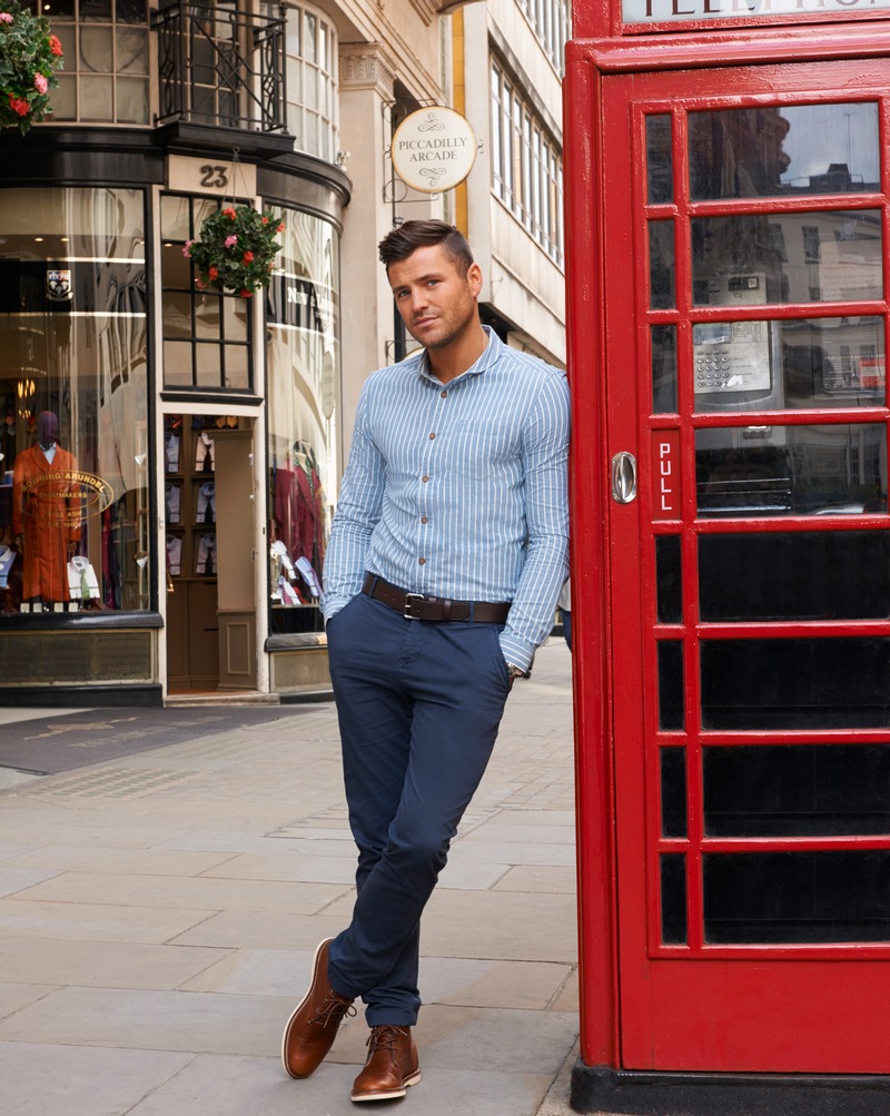 Goodsouls by Mark Wright for Littlewoods.com Vertical Stripe Shirt £44.00,Chinos £20.00 Embargoed until 00.00 25.06.13 2