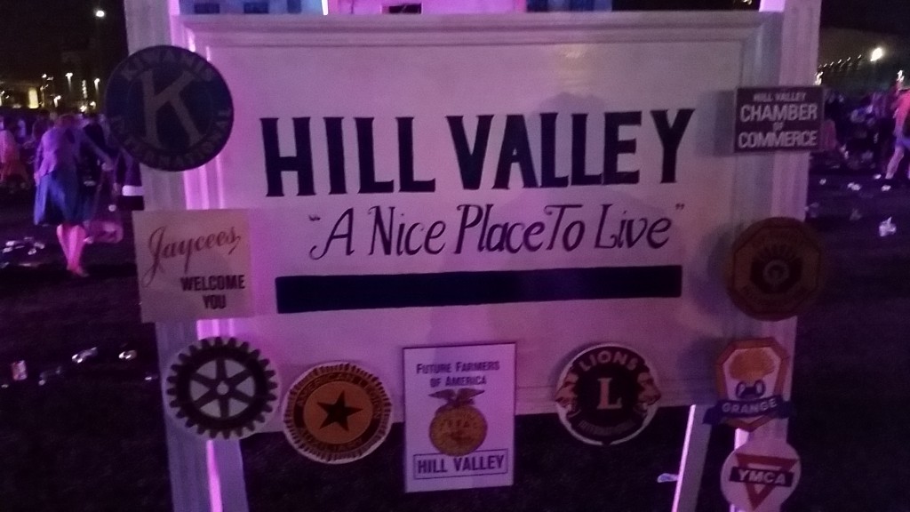 Secret Cinema Back to the Future Hill Valley sign
