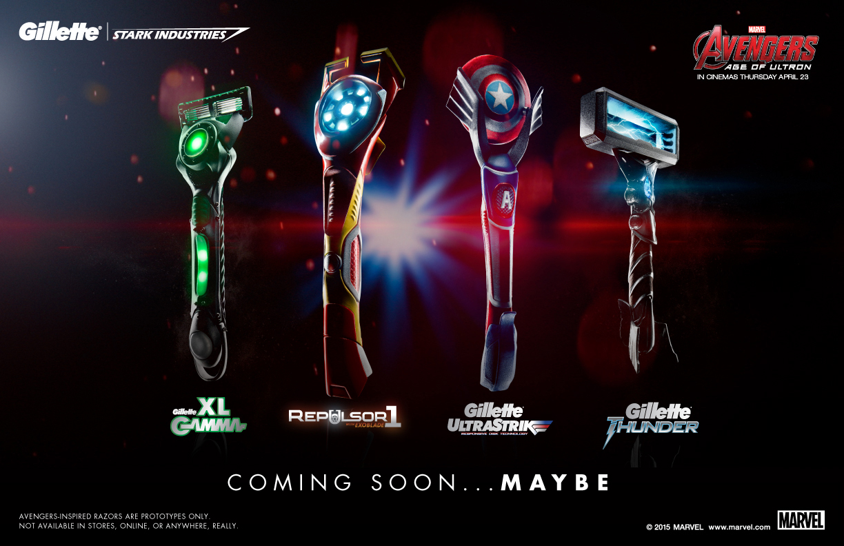 Gillette and Stark Industries Prototype Avengers Razors