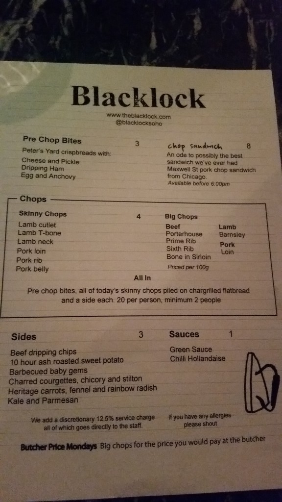 Blacklock menu