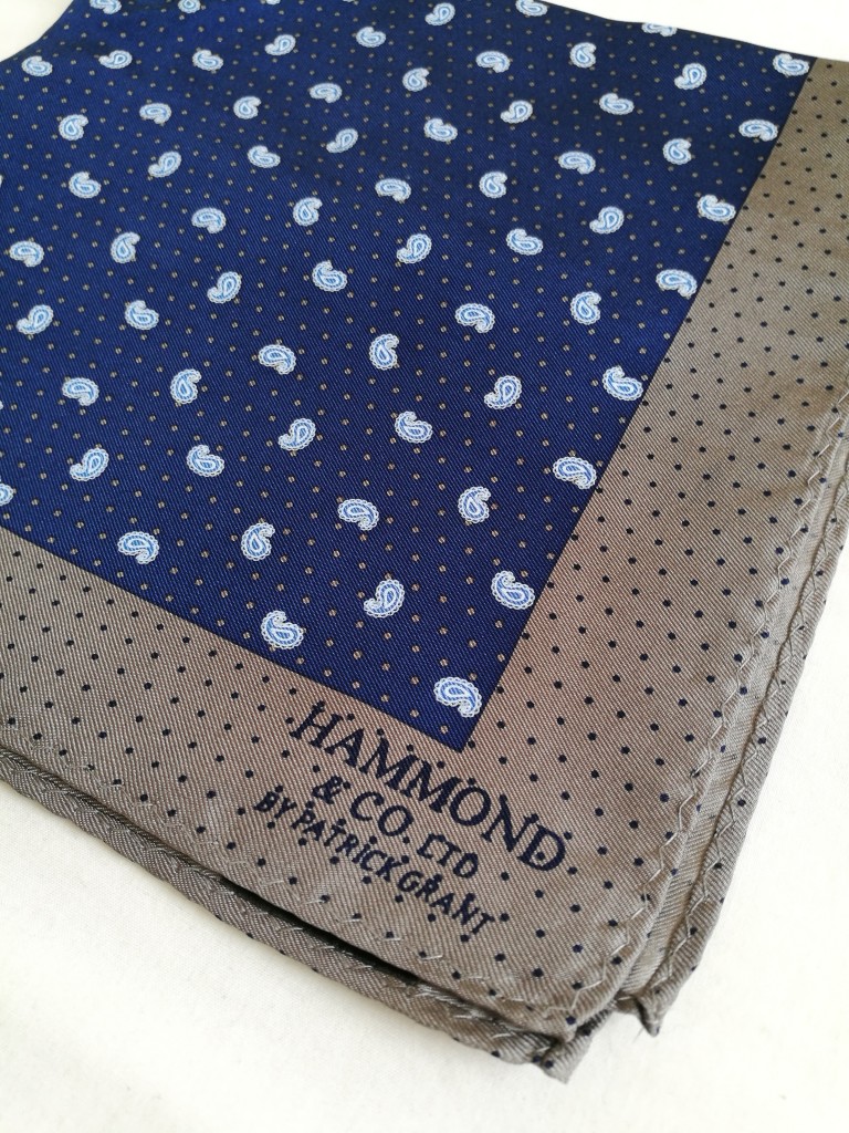 Hammond & Co. by Patrick Grant Blue paisley pocket square