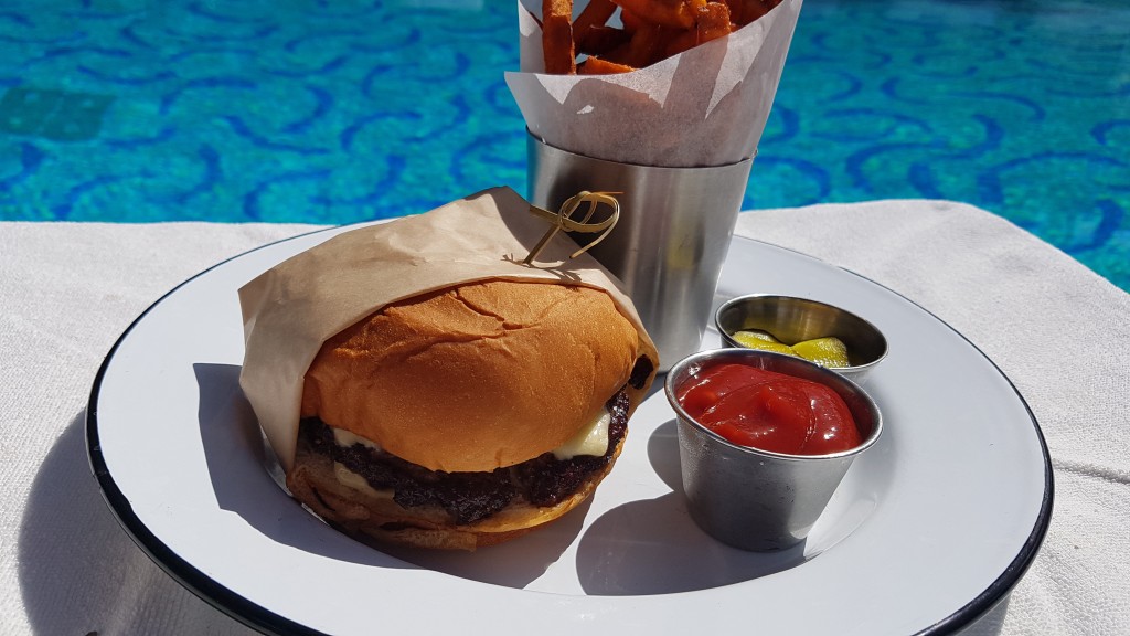 Hollywood Roosevelt Hotel burger and fries