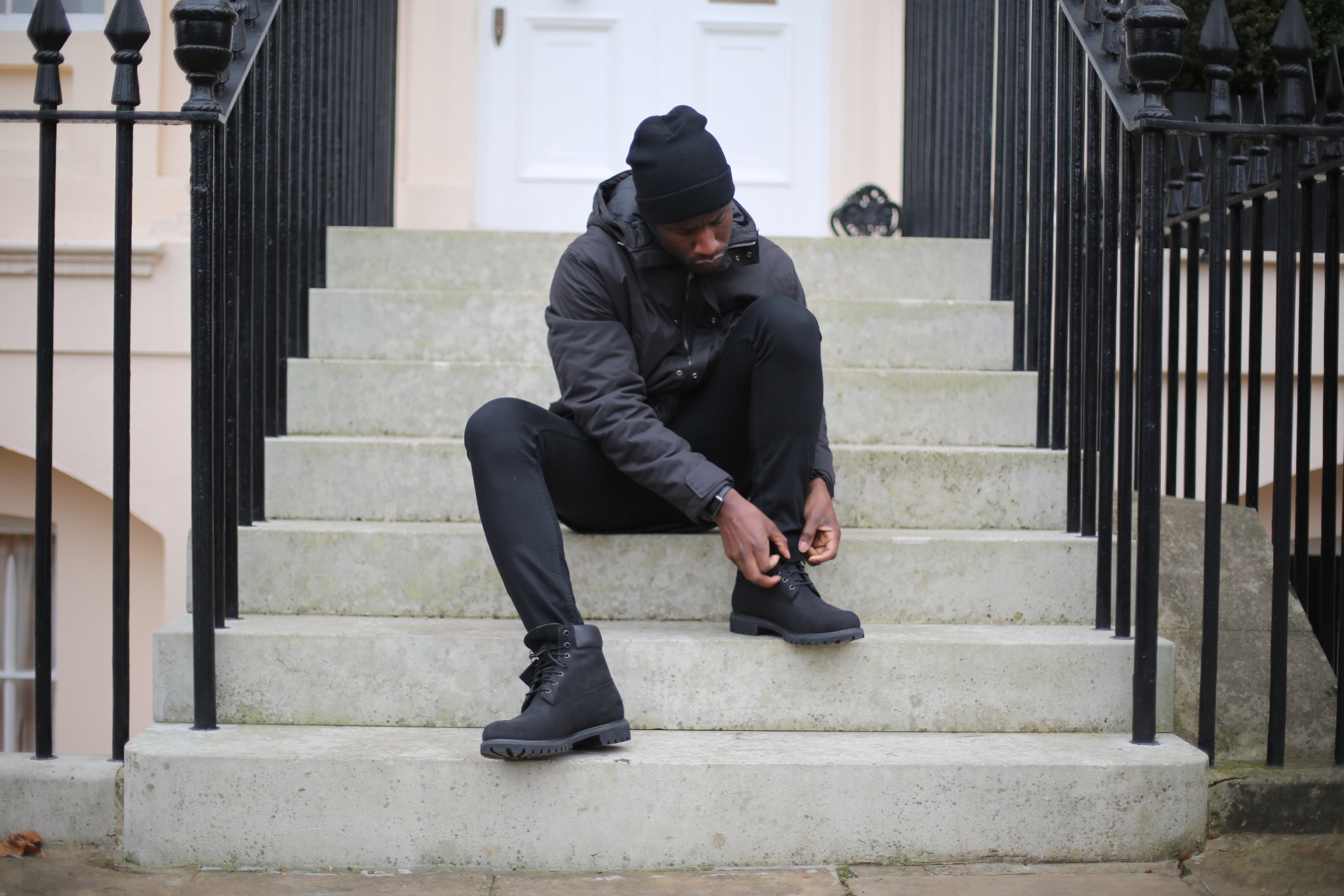 black timberlands with jeans