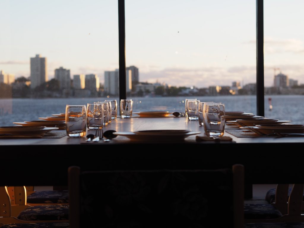 Sunsets in the private dining room of LAPUTA