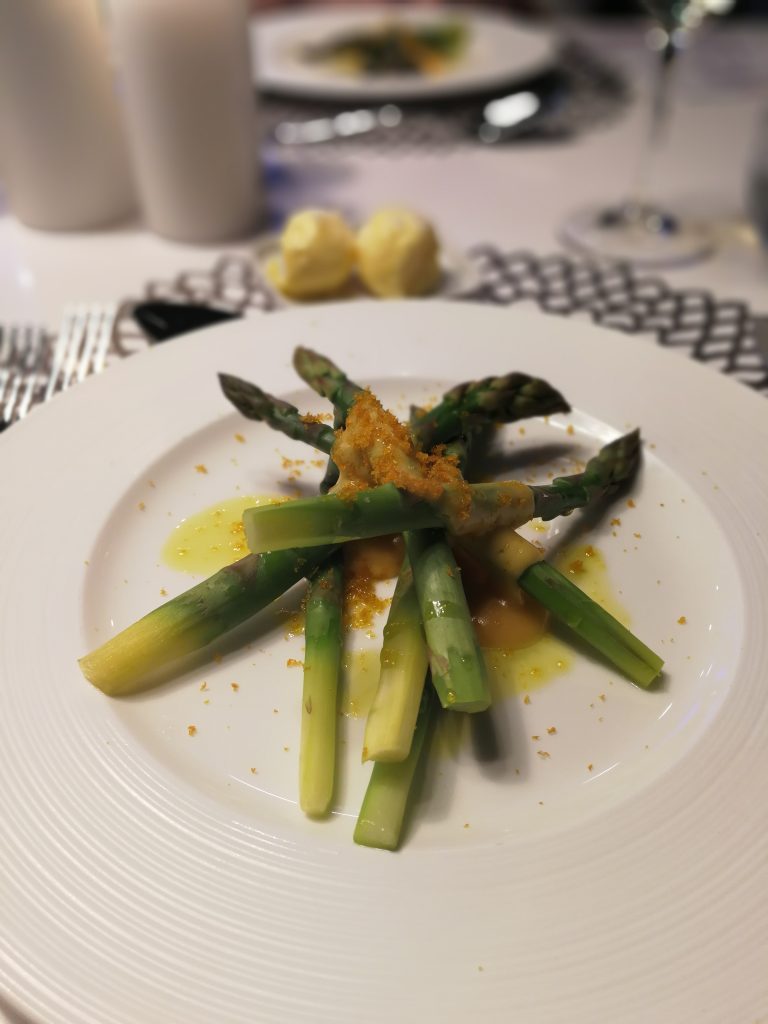 Maketh-the-Man-Anton-Welcome-Miele-Perfection-Series-Steamed-asparagus-with-hollandaise-and-bottarga