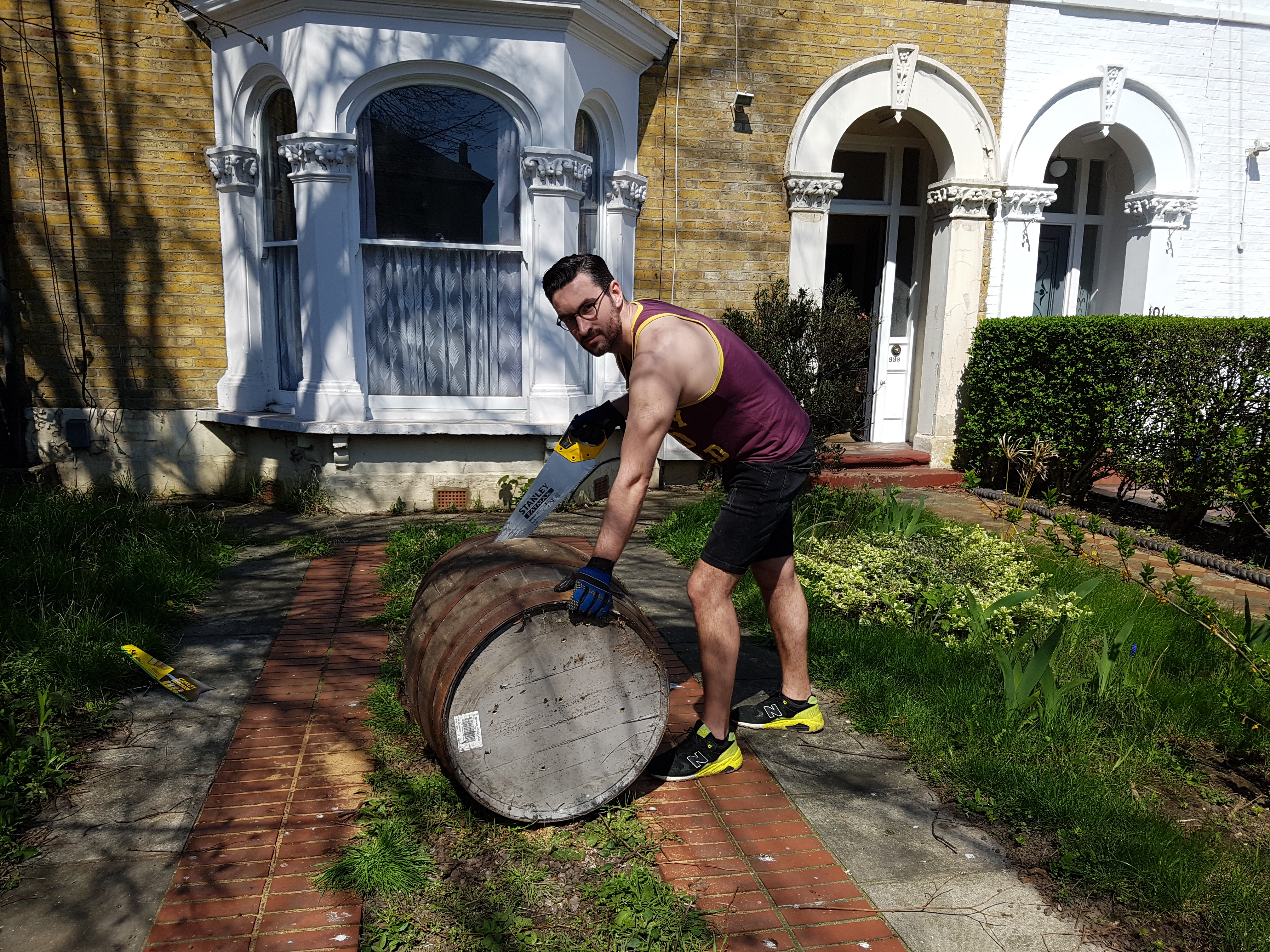 DIY plant pots from a whisky barrel